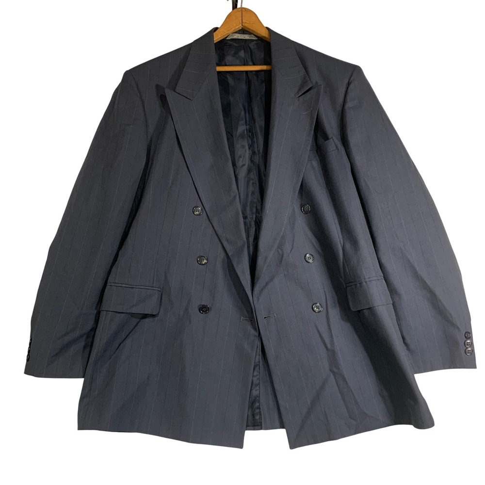 Haggar Imperial Gentleman's Fit‎ Gray Pinstripe Double Breasted Blazer